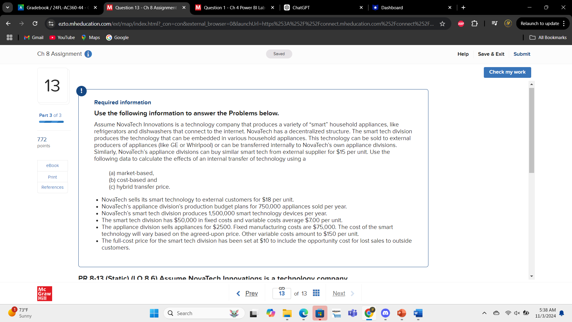 A Gradebook / 24FL-AC360-44 - X M Question 8 - Ch