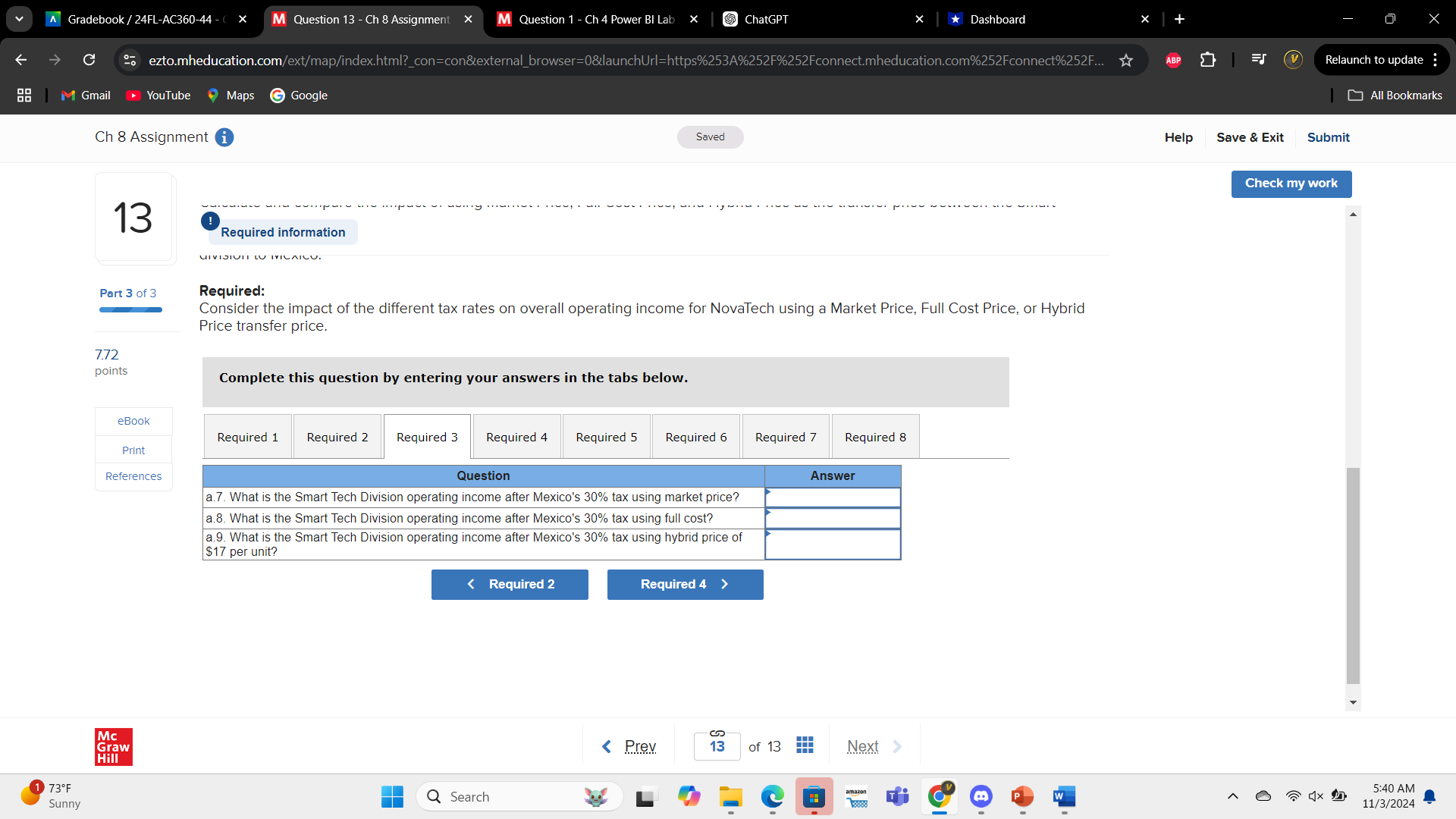 A Gradebook / 24FL-AC360-44 - X M Question 8 - Ch
