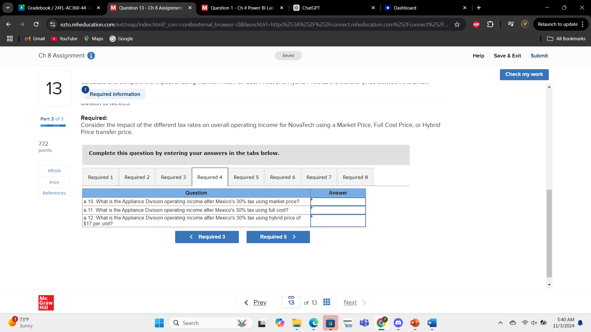 A Gradebook / 24FL-AC360-44 - X M Question 8 - Ch