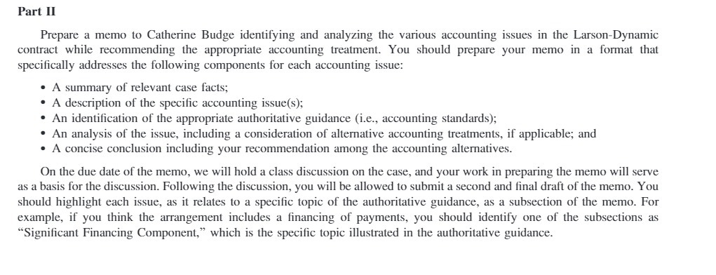 Part II Prepare a memo to Catherine Budge