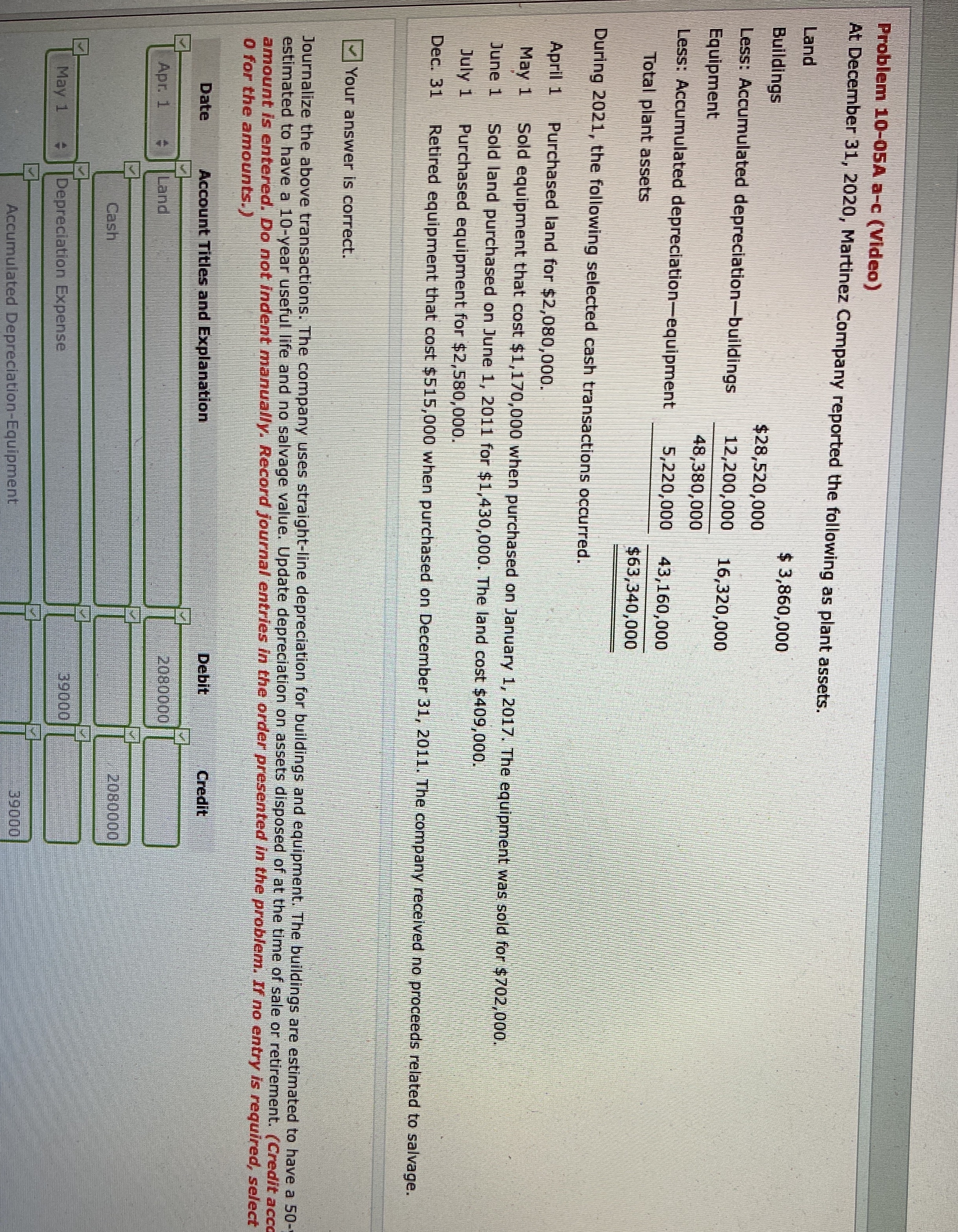 Problem 10-05A a-c Problem 10-05A a-c (Video) At