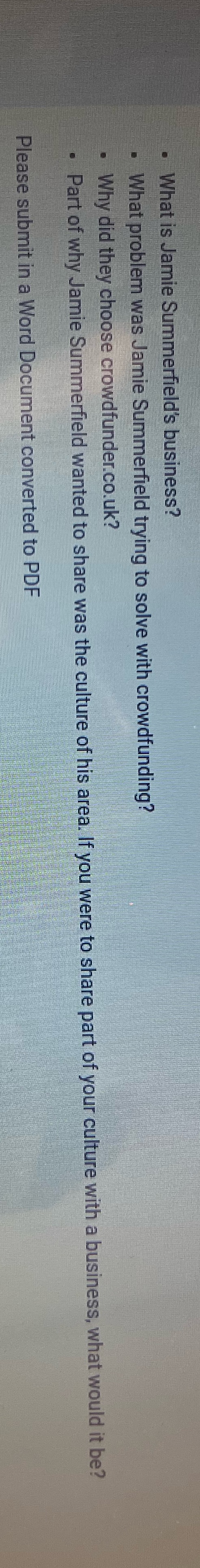 . What is Jamie Summerfield's business? .