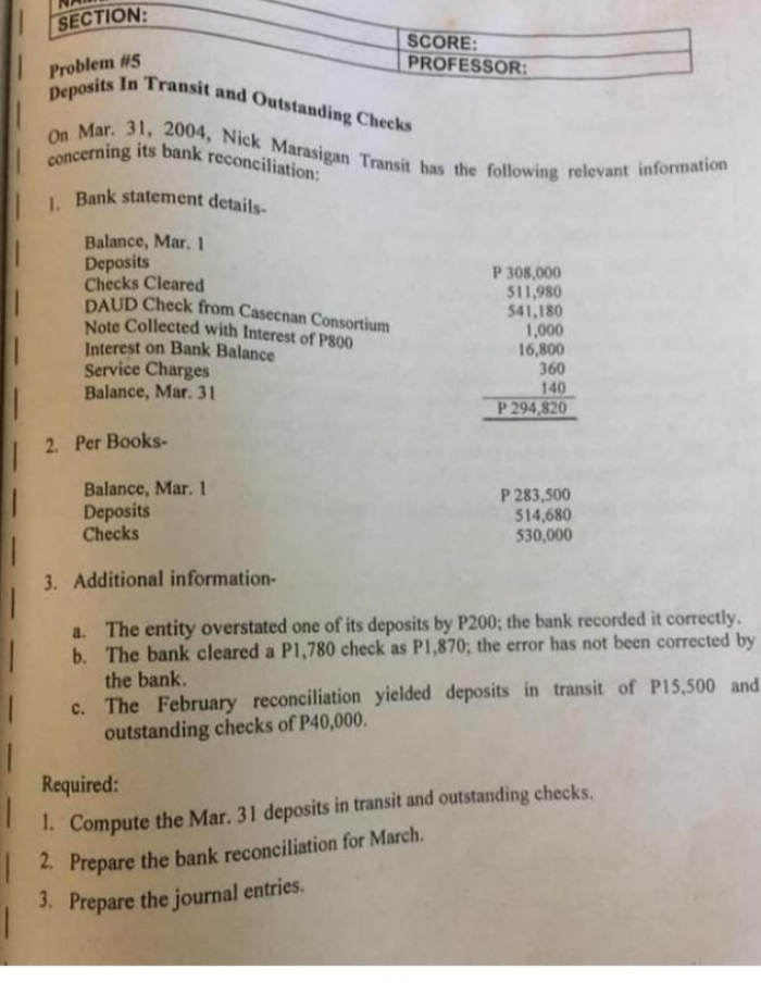 help me answer this bank reconciliation problem