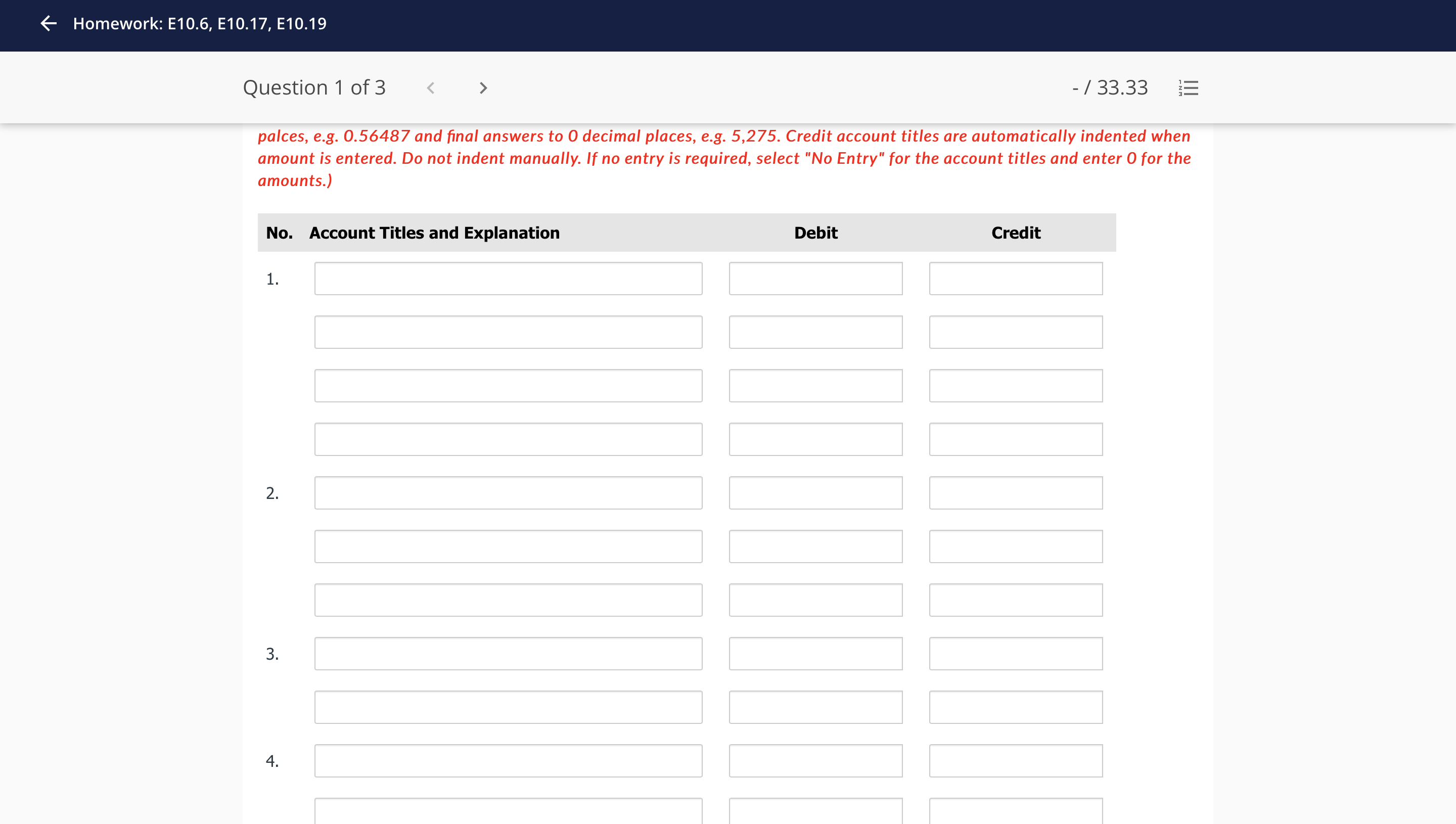 6 Homework: E10.6, E1017, E1019 Question 1 of3 <