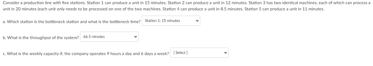 Consider a production line with five stations.