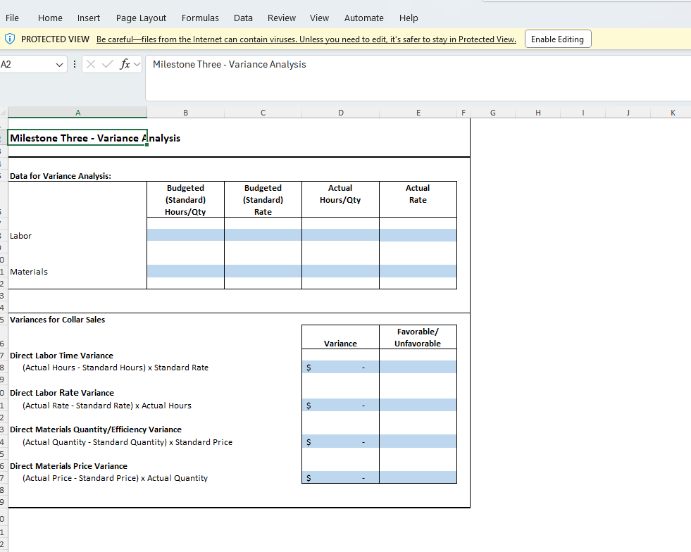 B C D E F G H Milestone One - Cost Classification