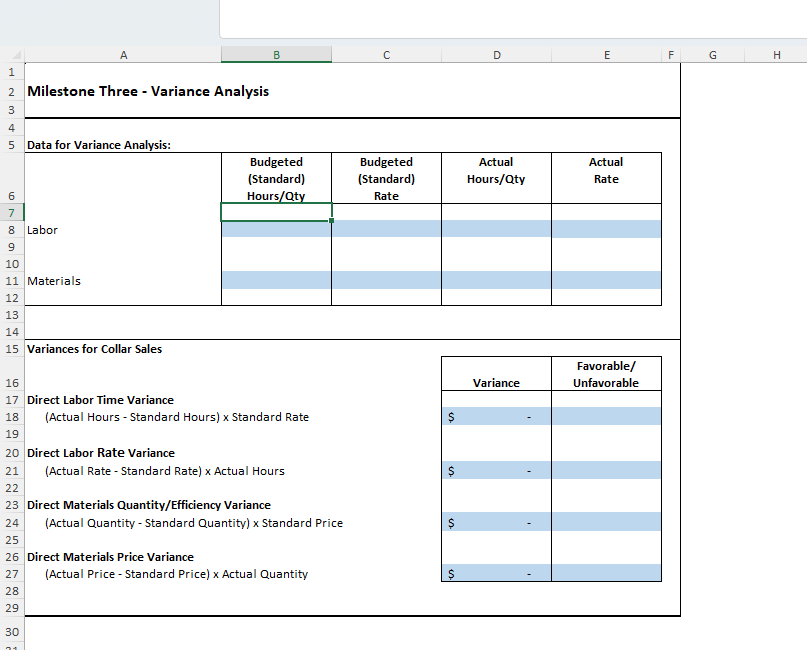 B C D E F G H Milestone One - Cost Classification