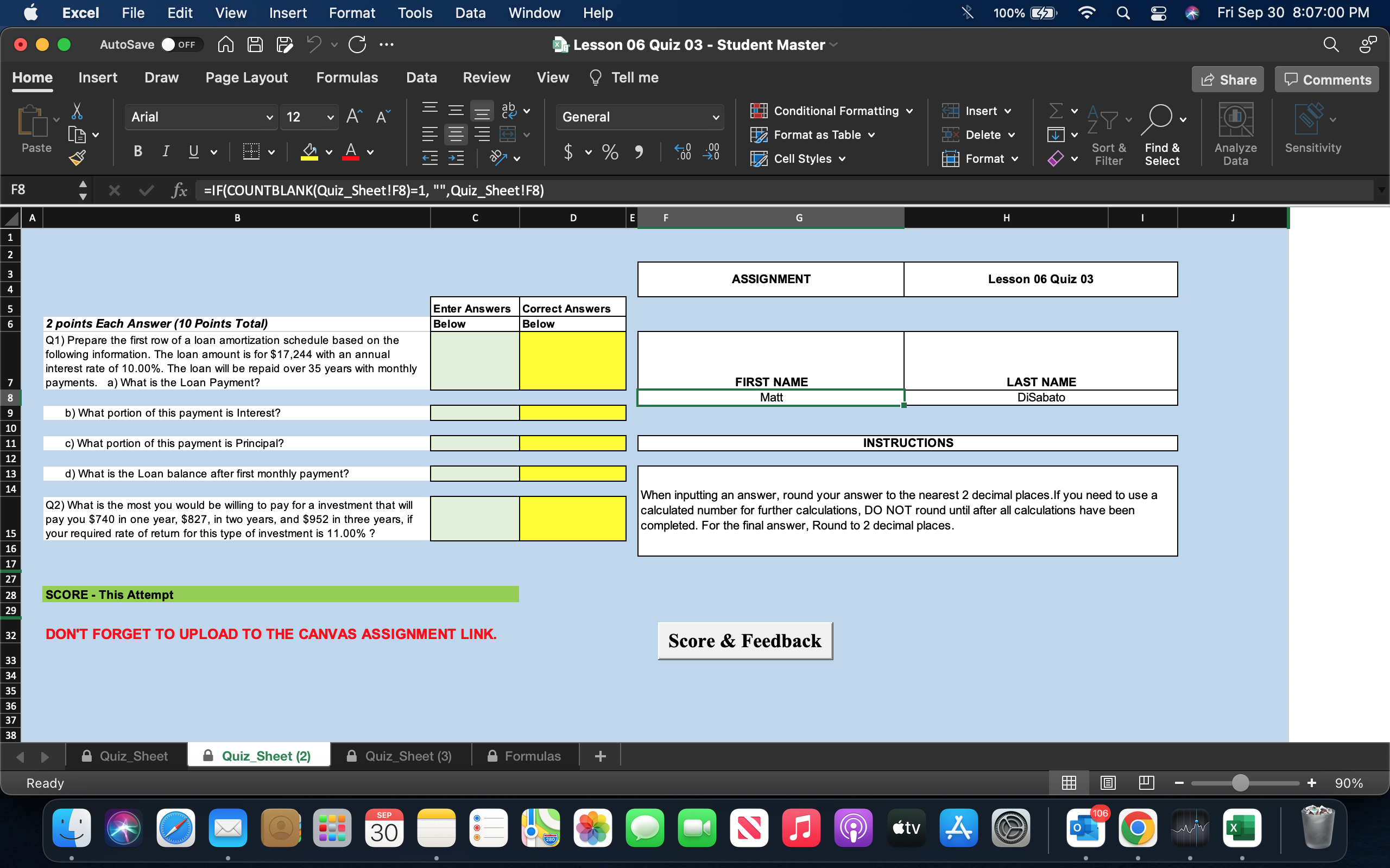 Excel File Edit View Insert Format Tools Data