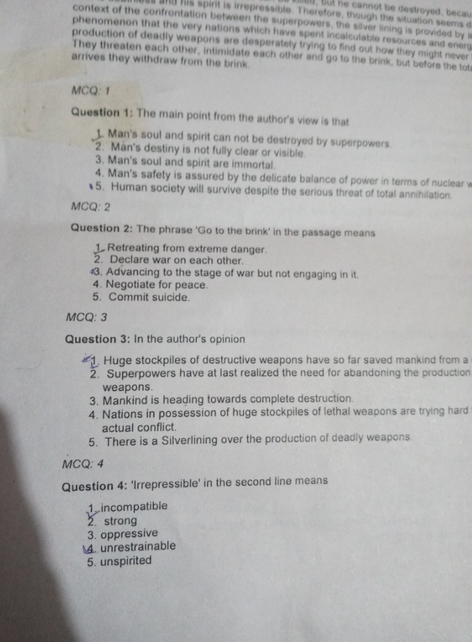 answer mcqs , but he cannot be destroyed, becau