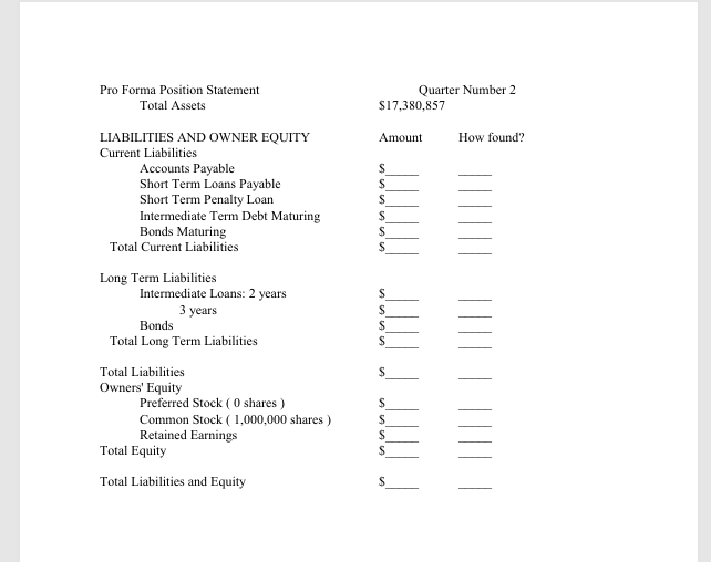 Pro Forma Homework #4 Fall 2024 (2 points)