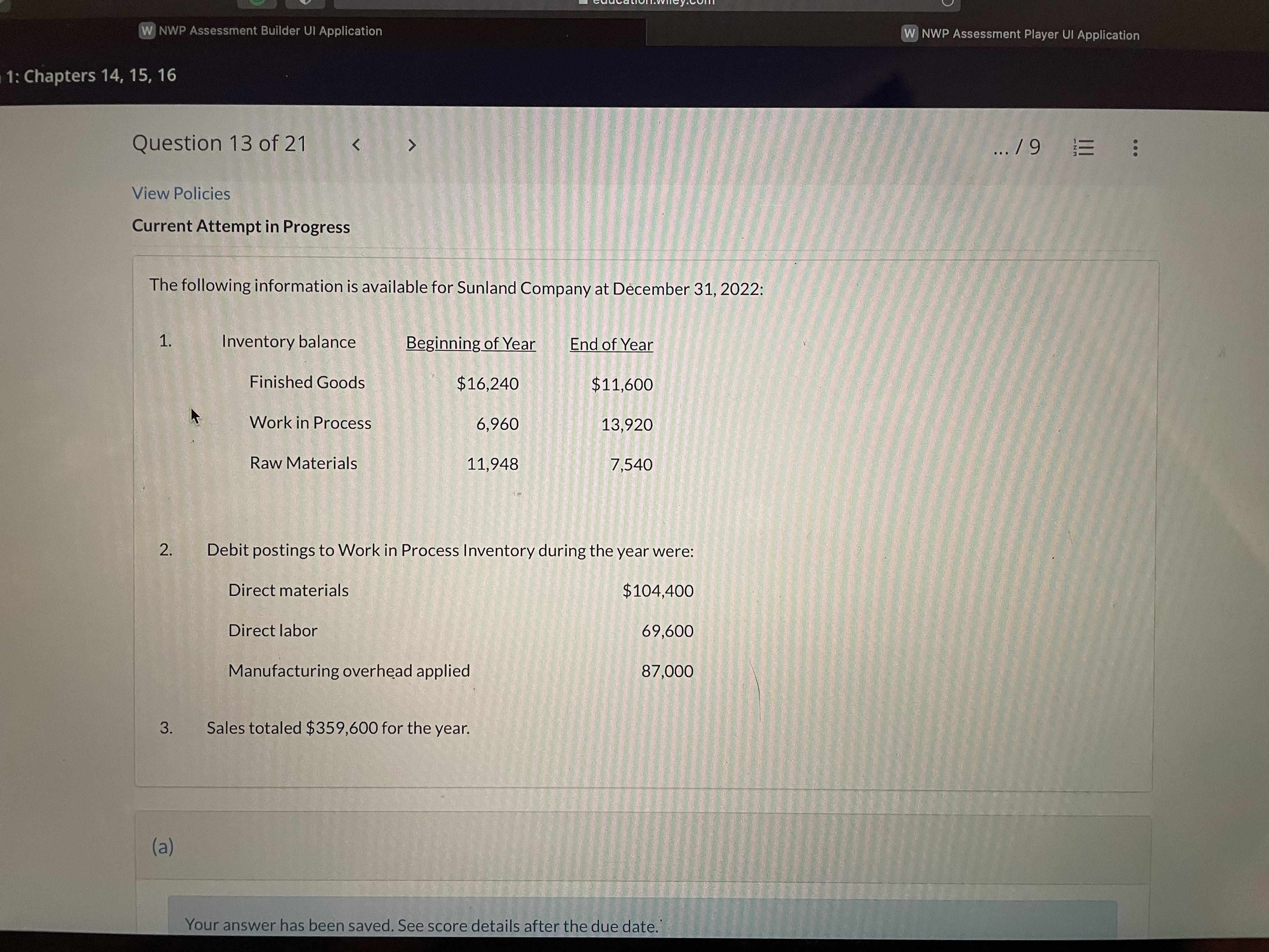 W NWP Assessment Builder UI Application W NWP