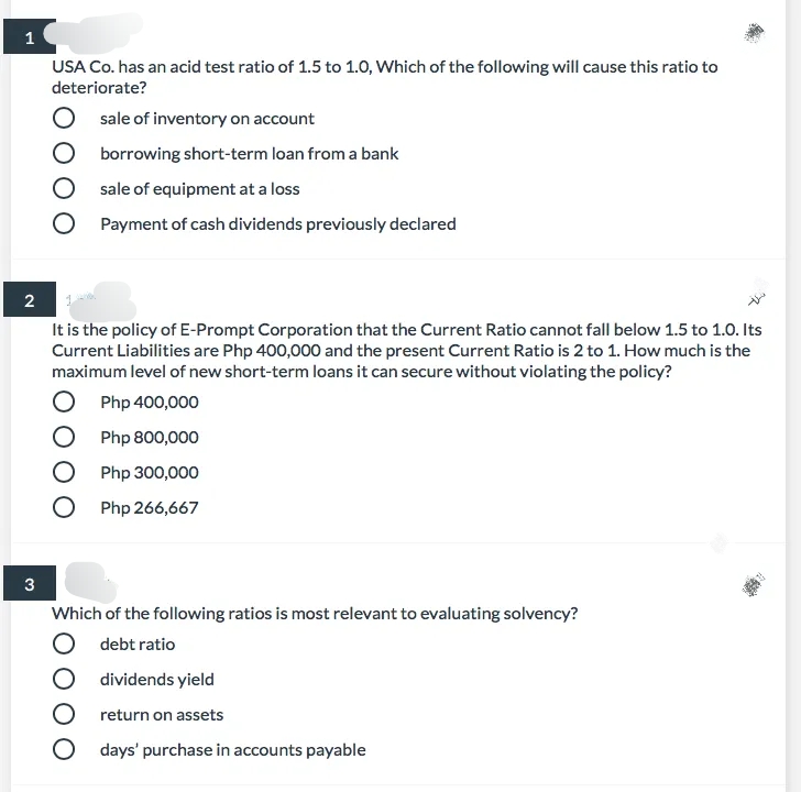 Please answer 1- 5. Thanks tutor. 1 USA Co. has
