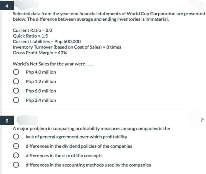 Please answer 1- 5. Thanks tutor. 1 USA Co. has