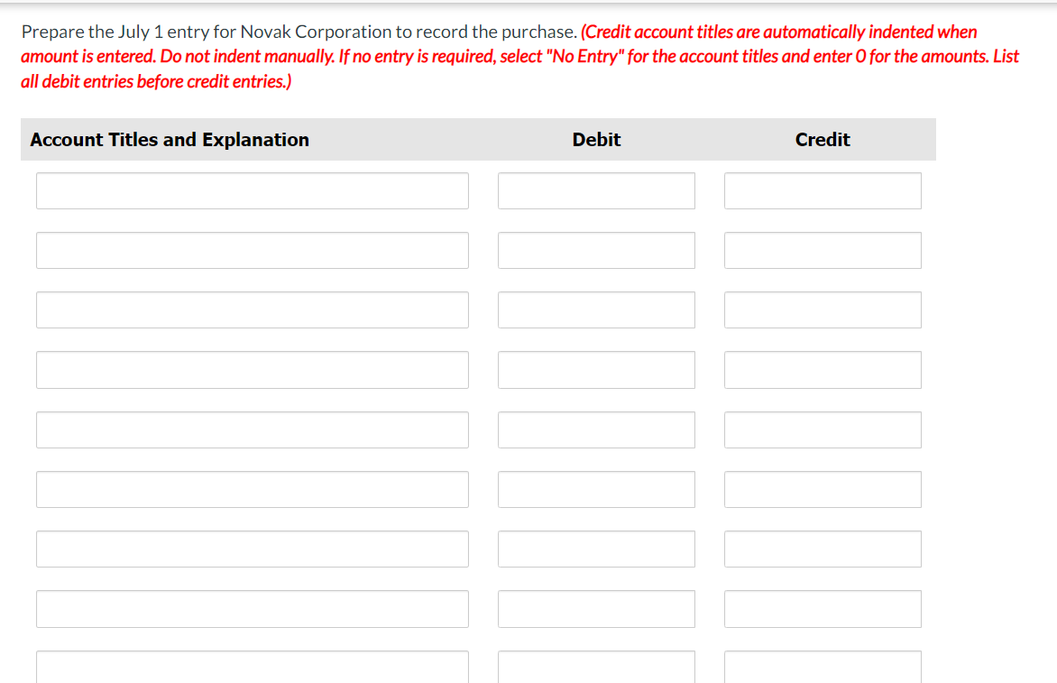 On July 1, 2025, Novak Corporation purchased