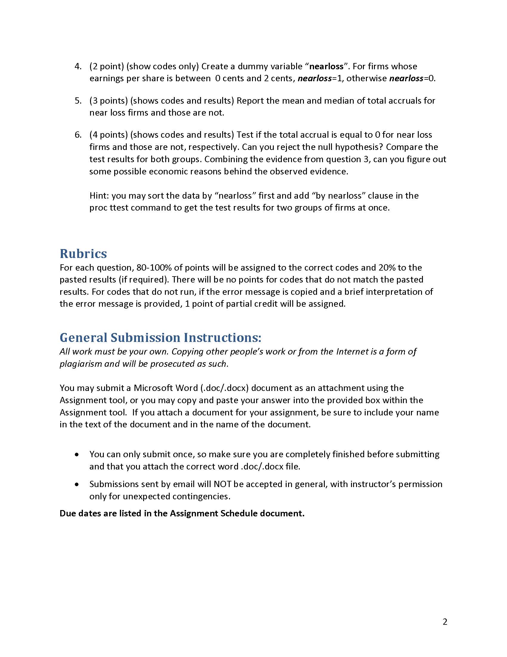 Assignment: Hypothesis Testing Purpose The