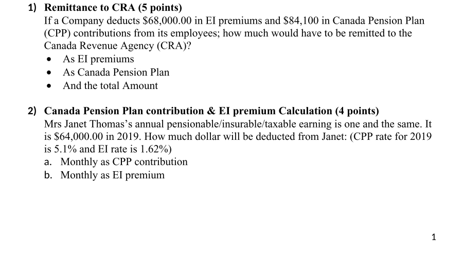 payroll compliance 1) Remittance to CRA (5