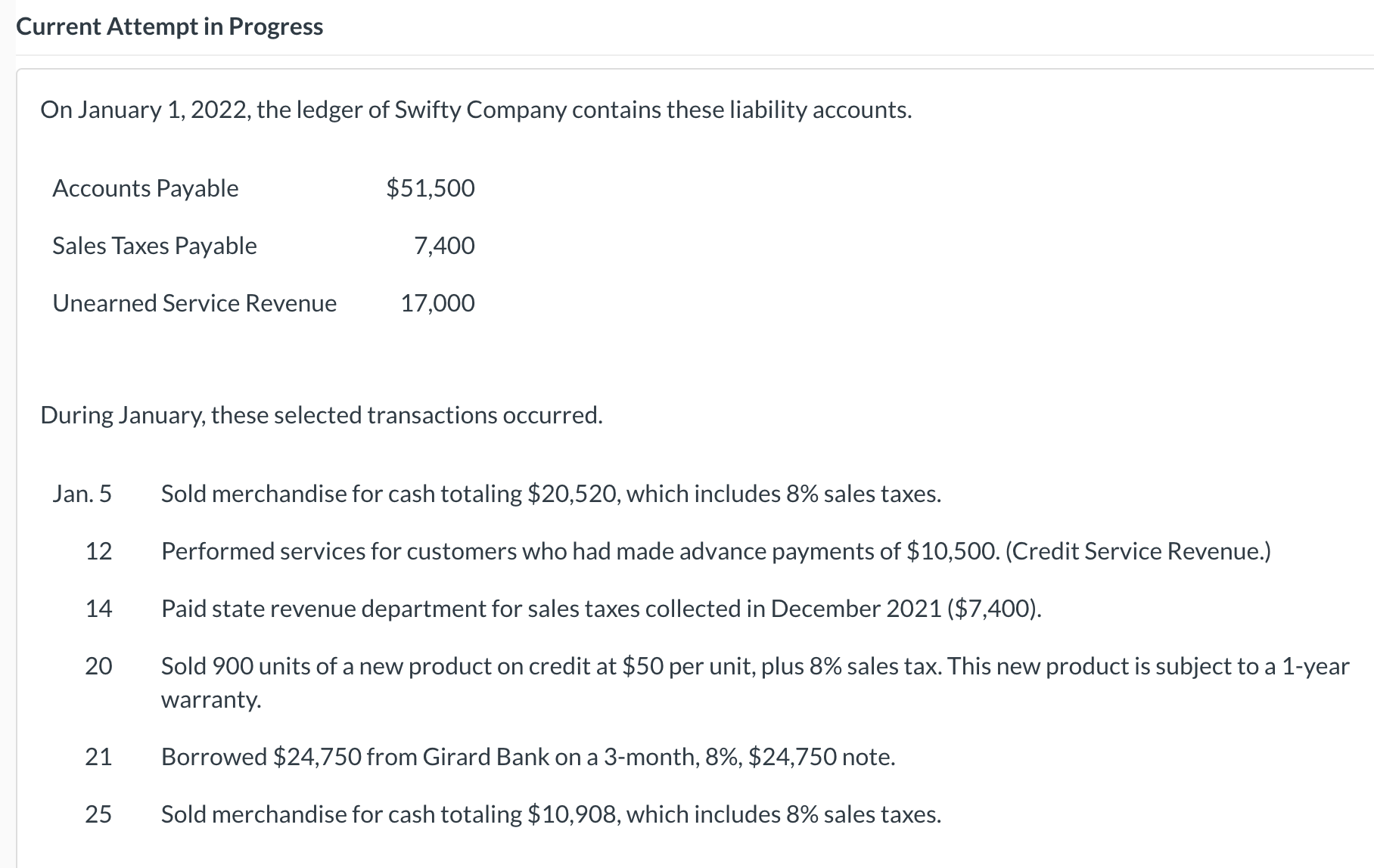 Current Attempt in Progress On January 1, 2022,