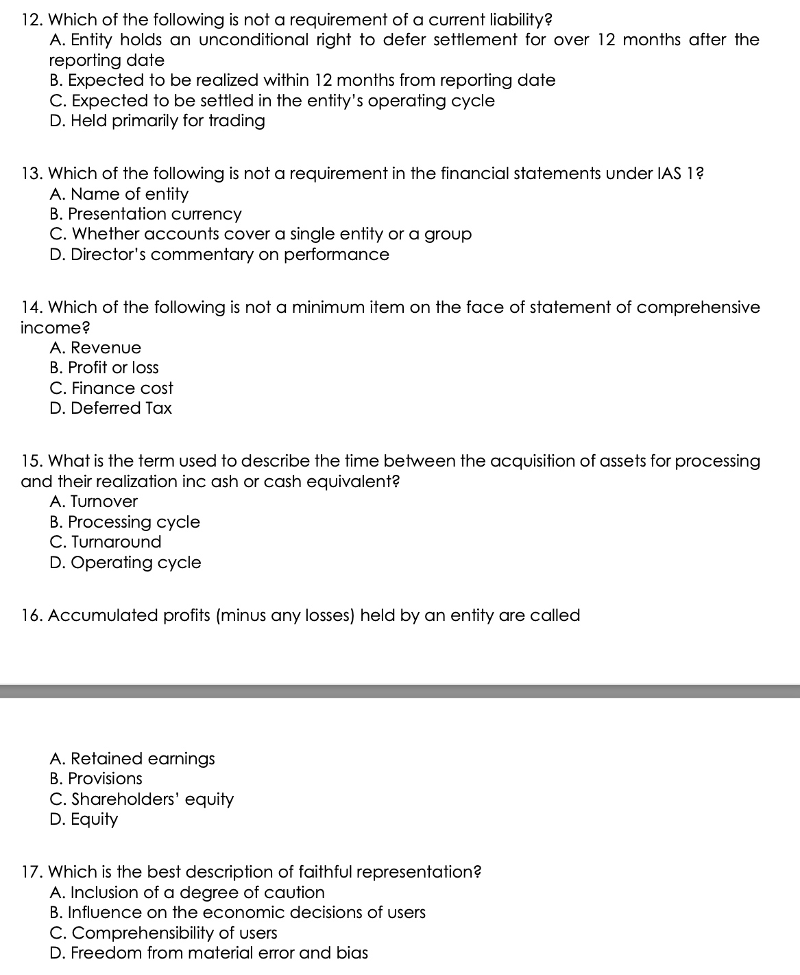 Part 2: Multiple Choice 1. Conceptual Framework