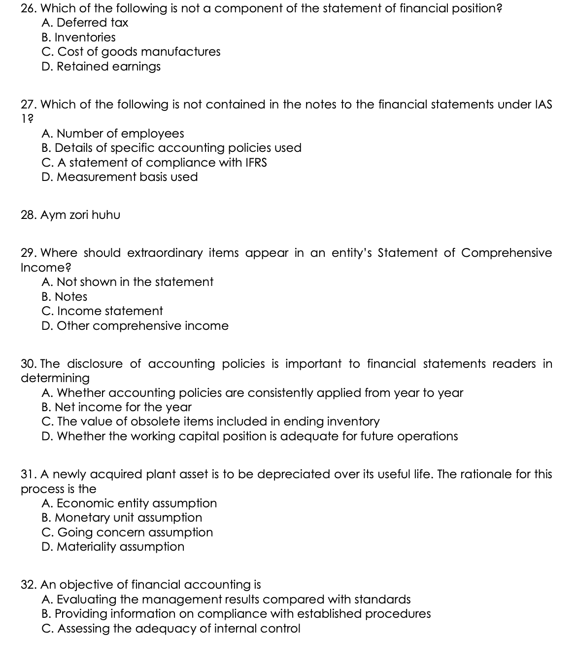 Part 2: Multiple Choice 1. Conceptual Framework