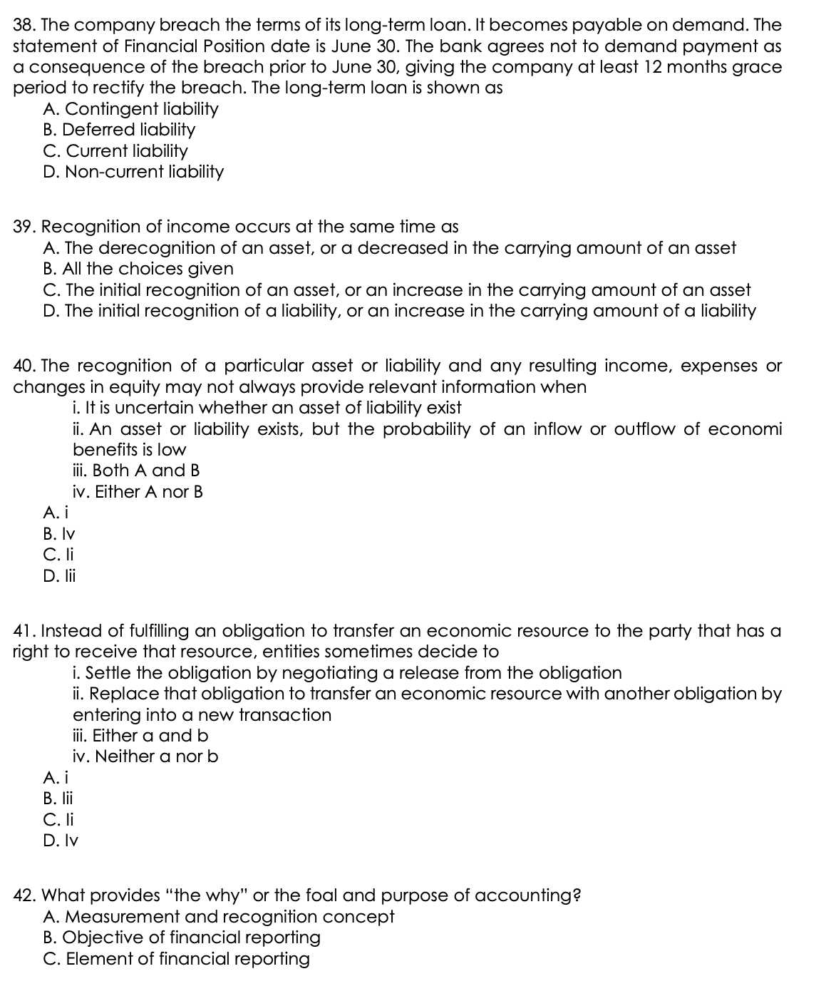 Part 2: Multiple Choice 1. Conceptual Framework
