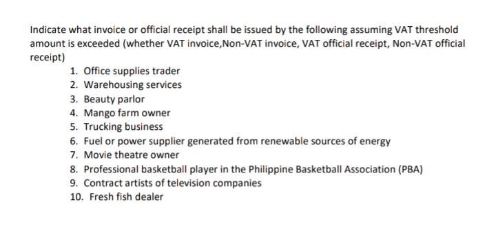 Answer the following: Indicate what invoice or