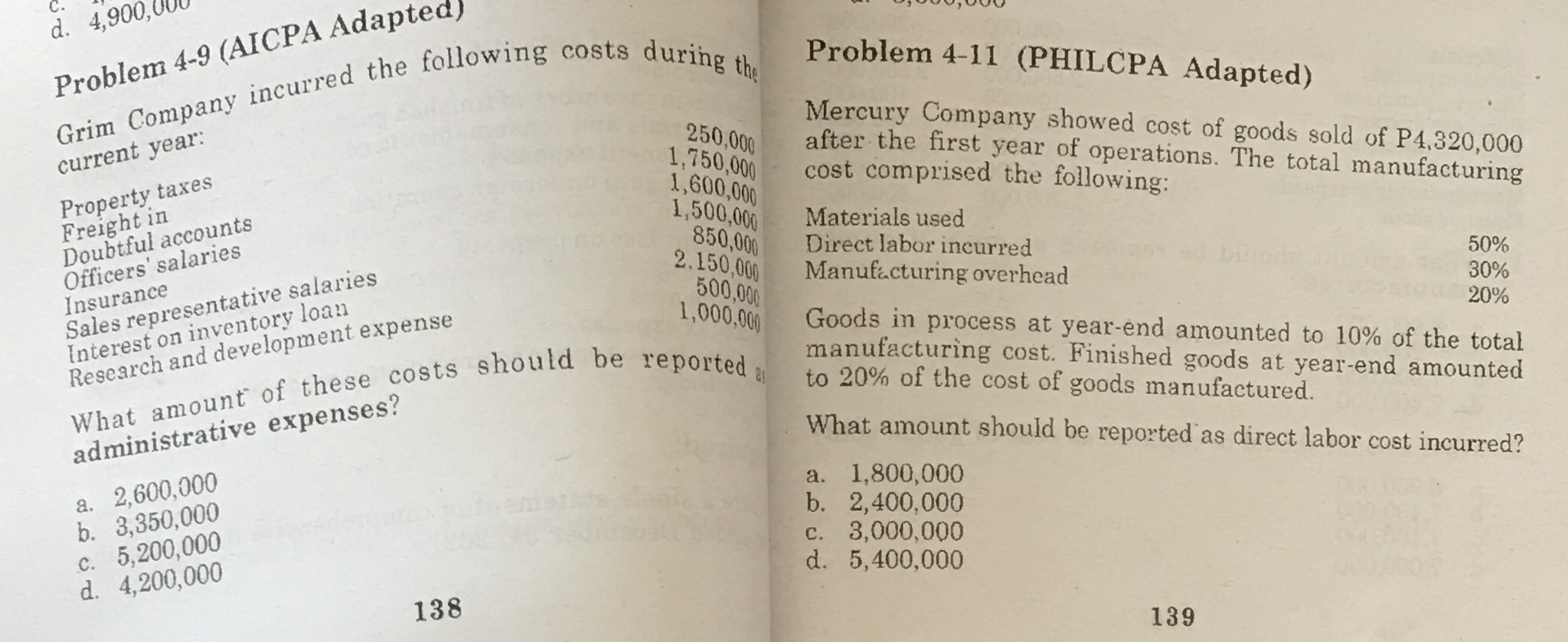 How to answer problem 4-9 and 4-11 4,900,000