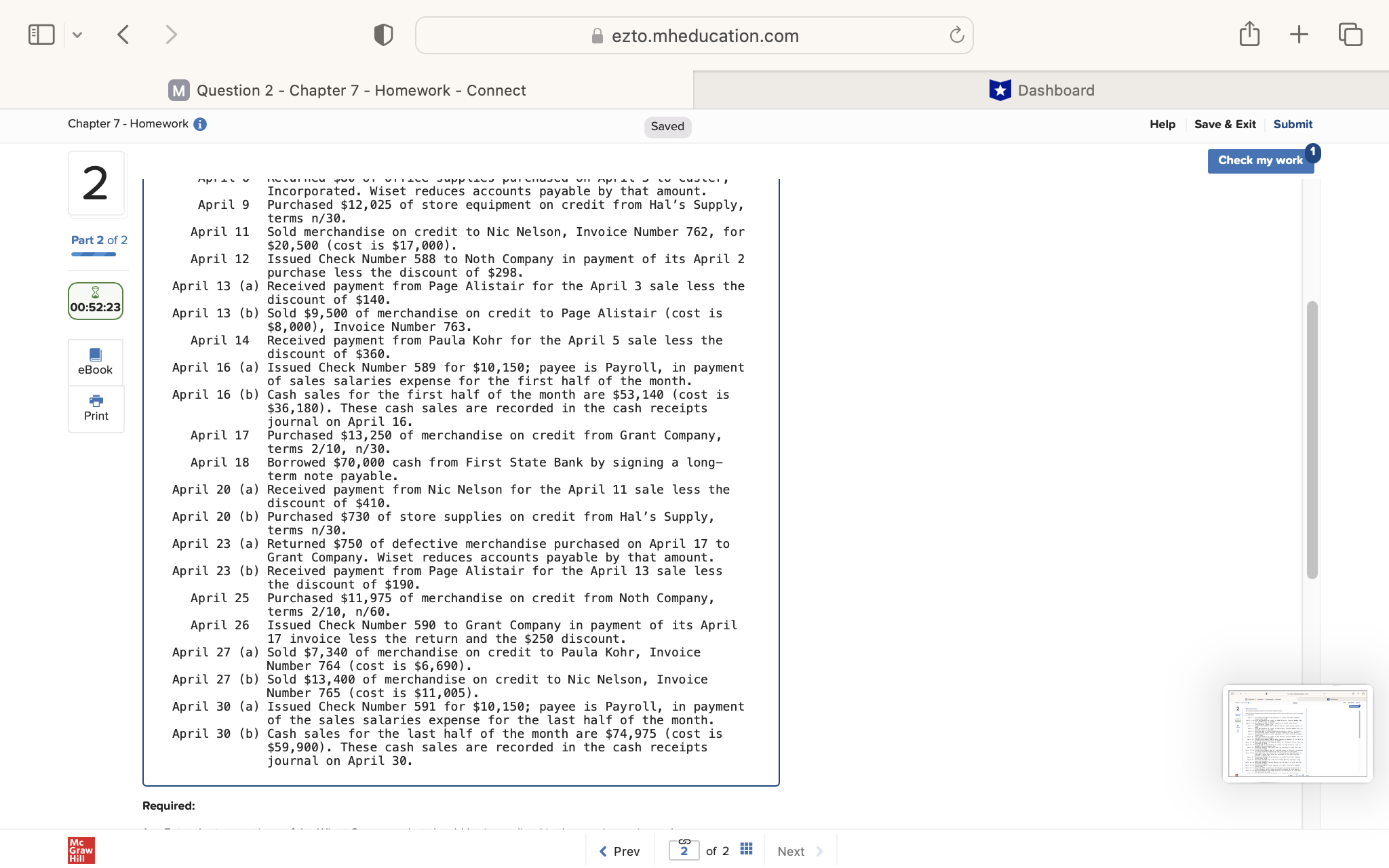ezto.mheducation.com + M Question 2 - Chapter 7 -