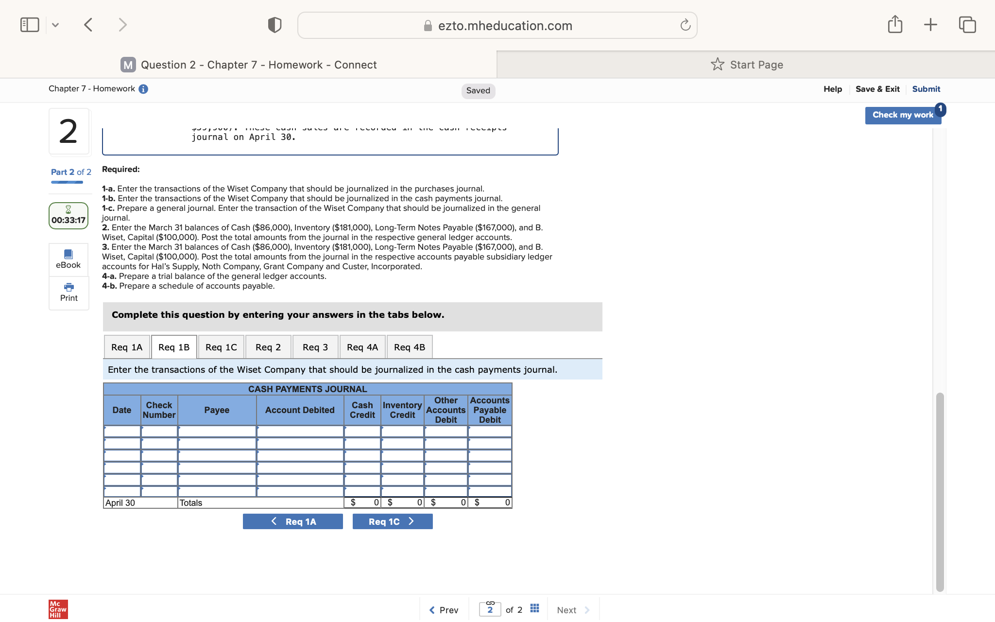 ezto.mheducation.com + M Question 2 - Chapter 7 -