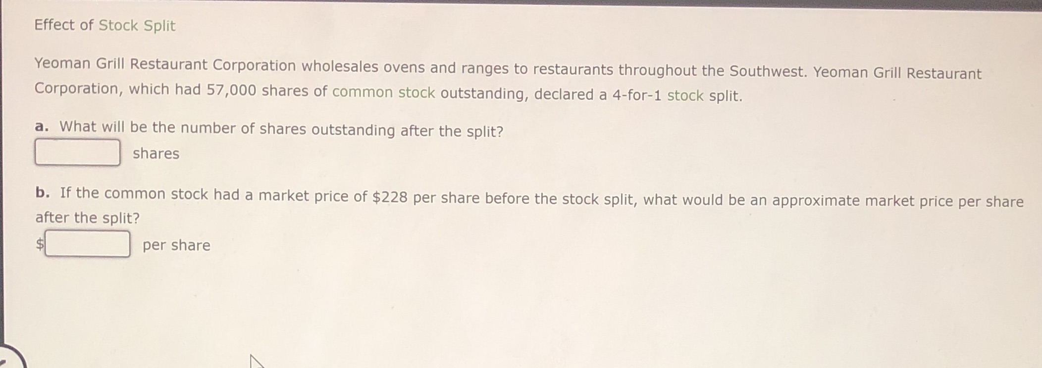 Effect is Stock Split Effect of Stock Split