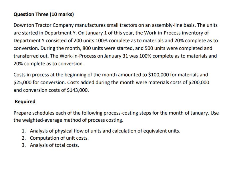Question Two (10 marks) Moss Manufacturing has