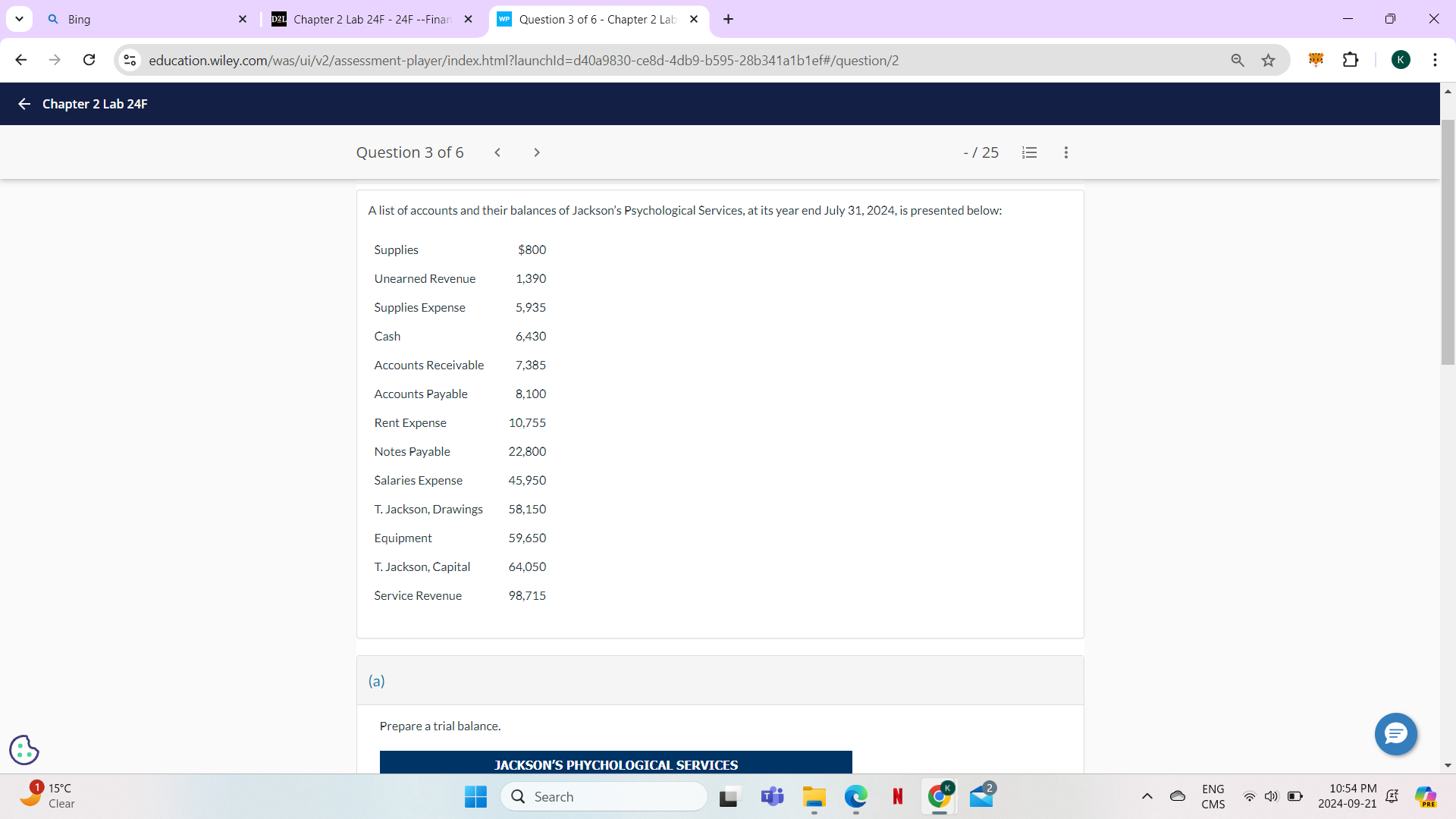 Q Bing X D2L Chapter 2 Lab 24F - 24F --Finan x WP