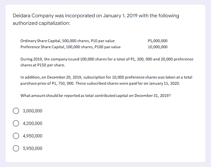 Deidara Company was incorporated on January 1,
