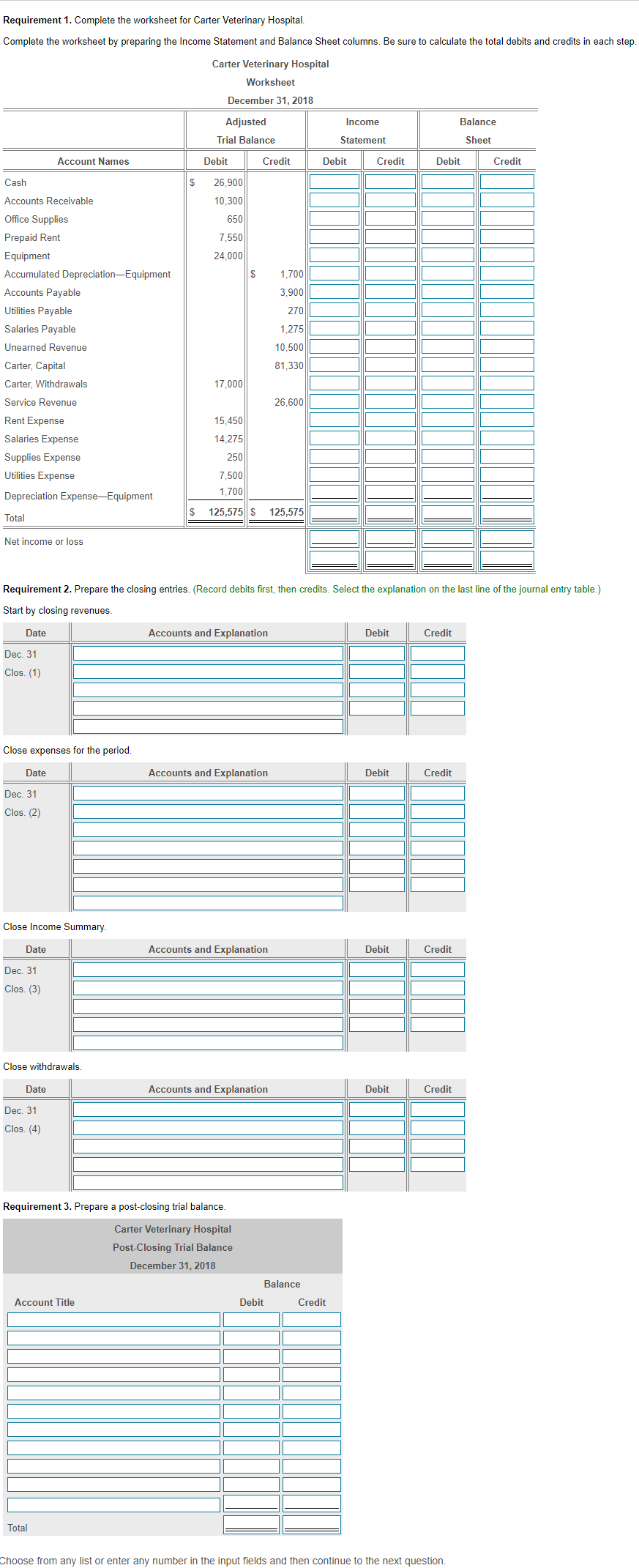 Requirement 1. Worksheet by preparing the Income