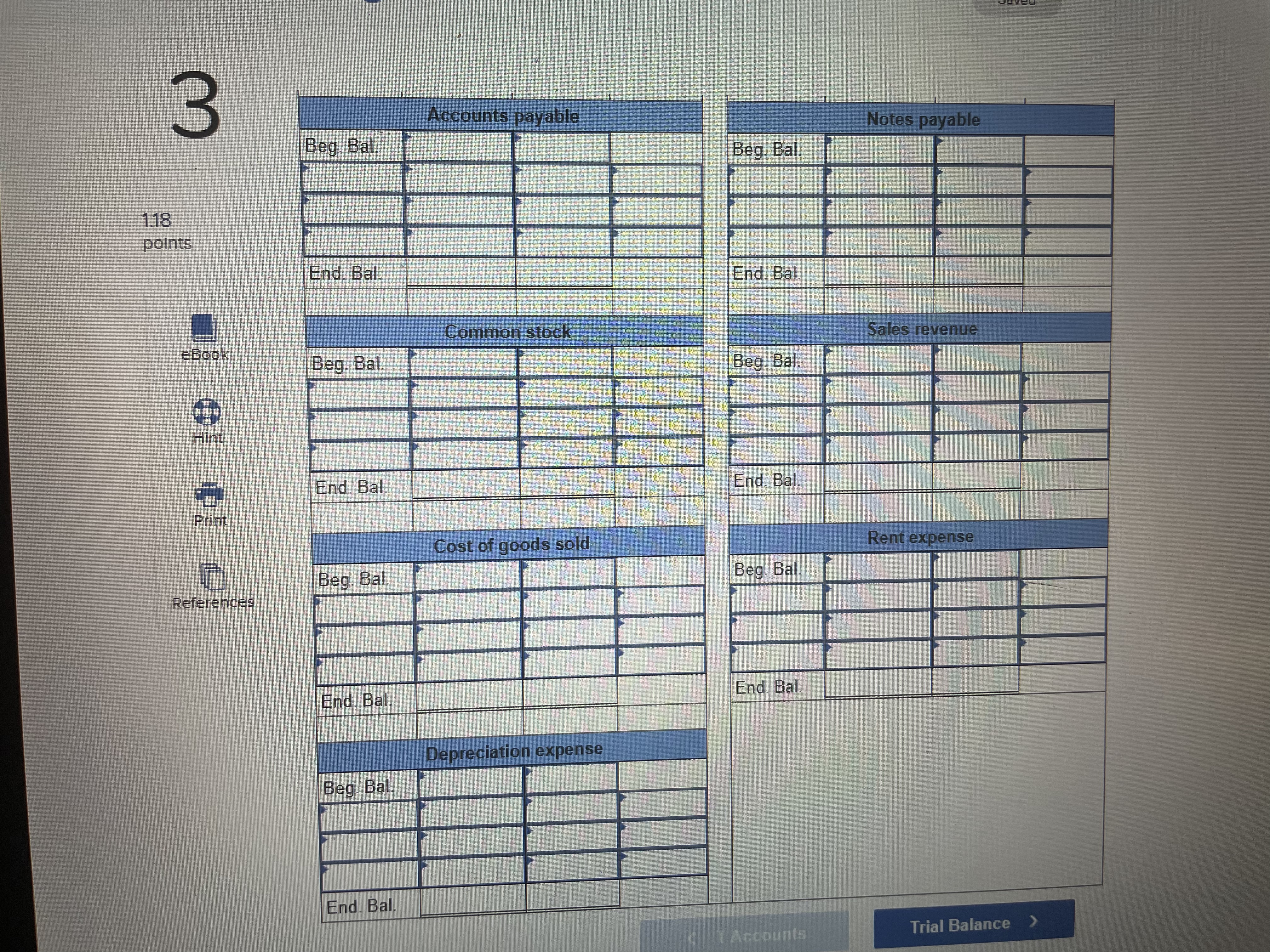 \f3 Accounts payable Notes payable Beg. Bal Beg.