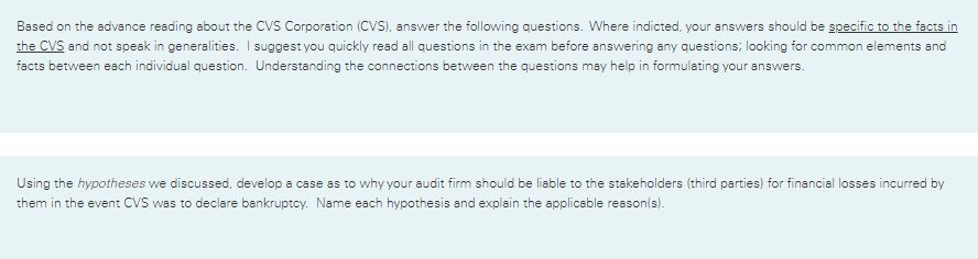 Based on the advance reading about the CVS