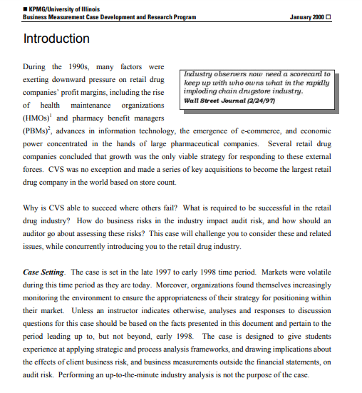 Based on the advance reading about the CVS