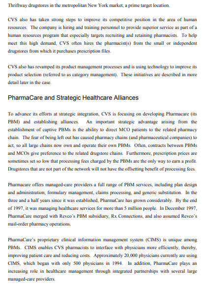 Based on the advance reading about the CVS