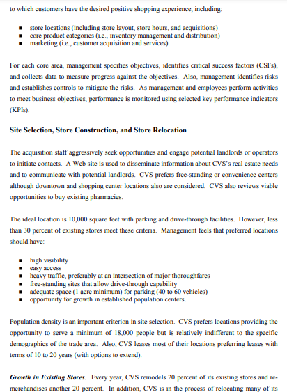 Based on the advance reading about the CVS