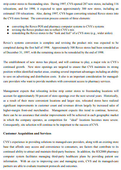 Based on the advance reading about the CVS