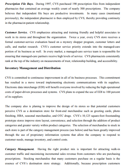 Based on the advance reading about the CVS