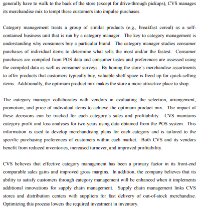 Based on the advance reading about the CVS