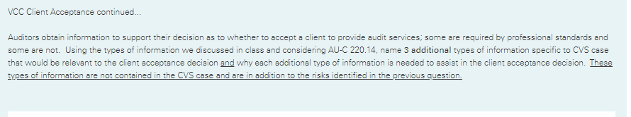 Based on the advance reading about the CVS