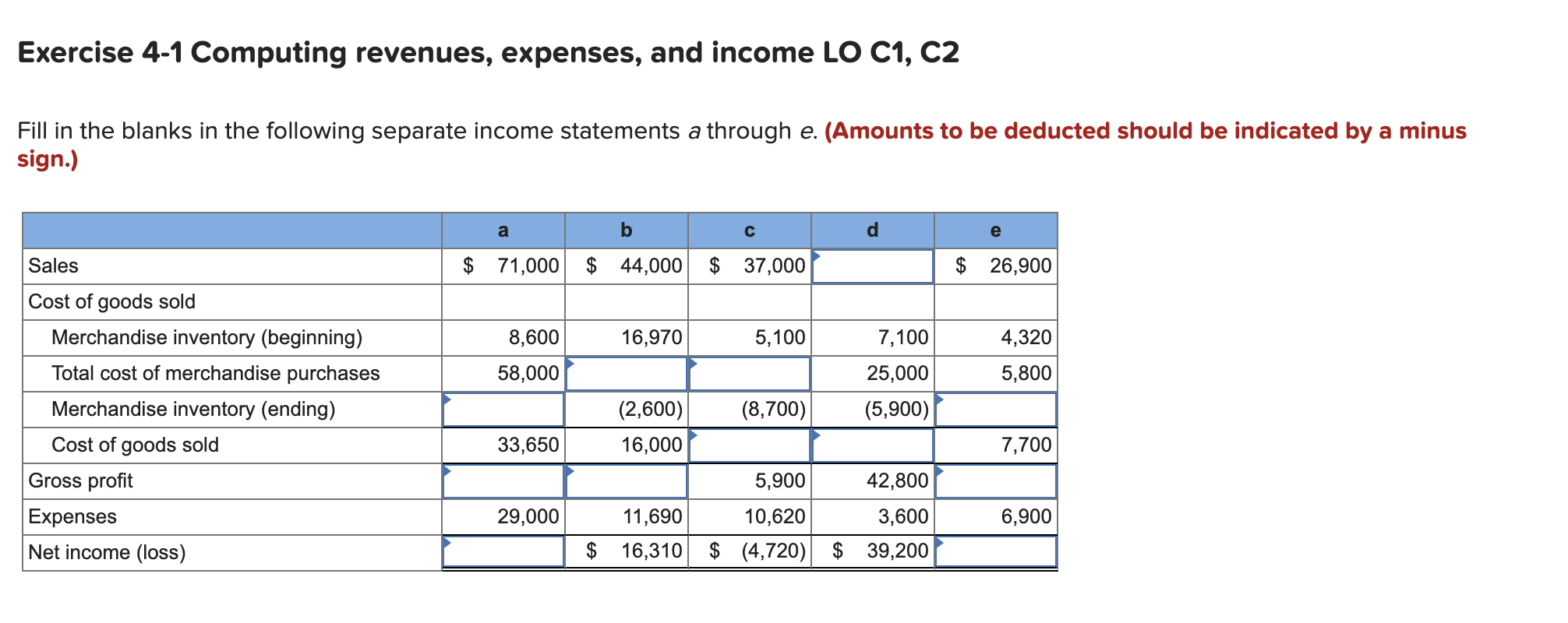 Please help Exercise 4-1 Computing revenues,
