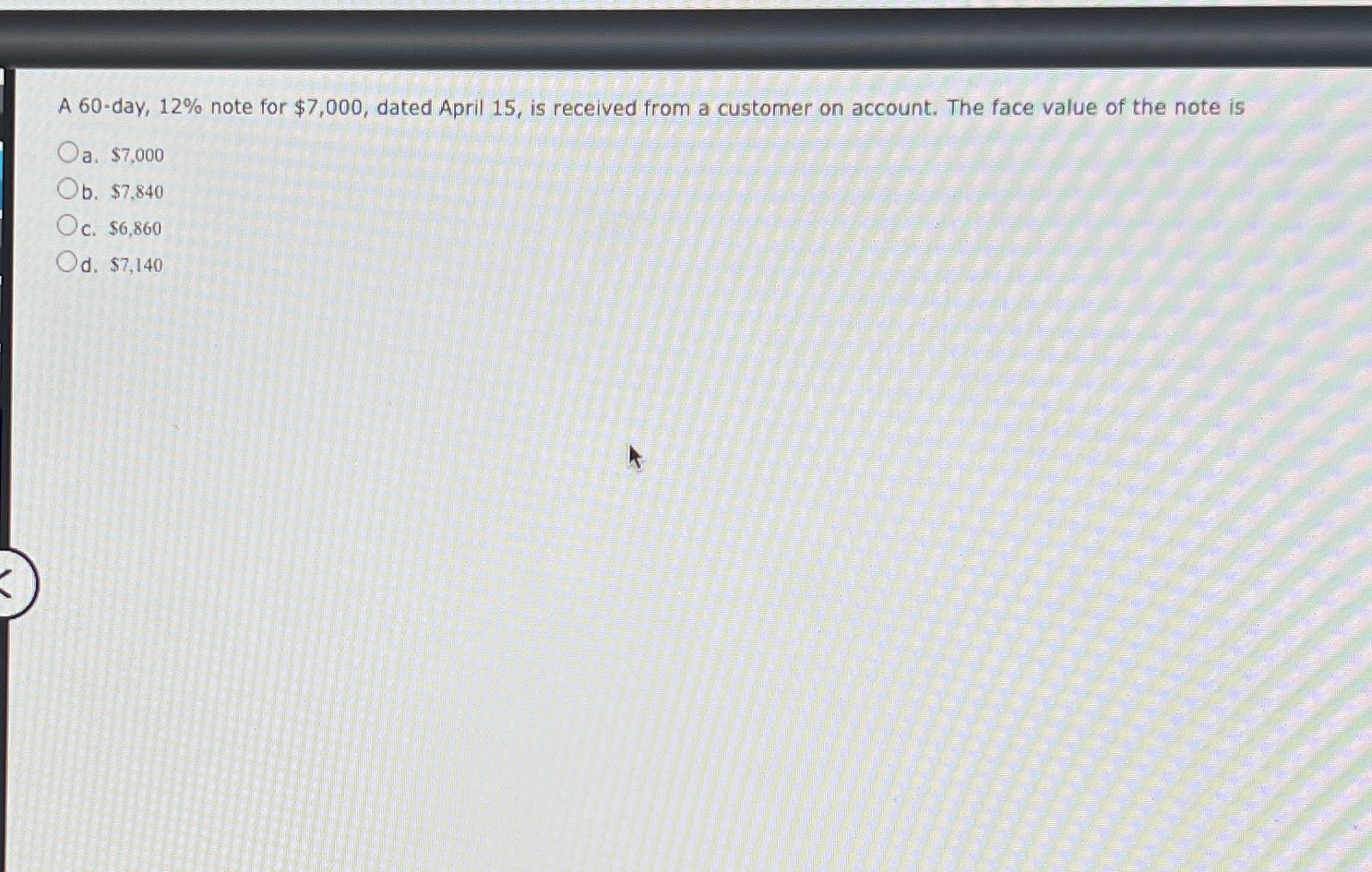 A 60-day, 12% note for $7,000, dated April 15, is
