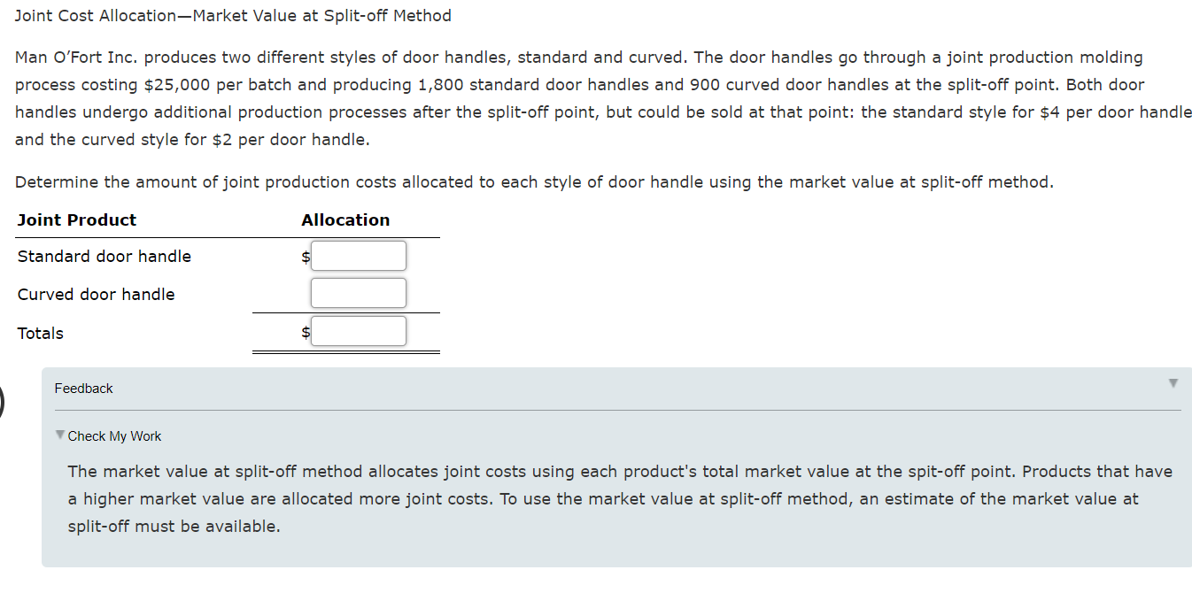 help please Joint Cost AllocationMarket Value at