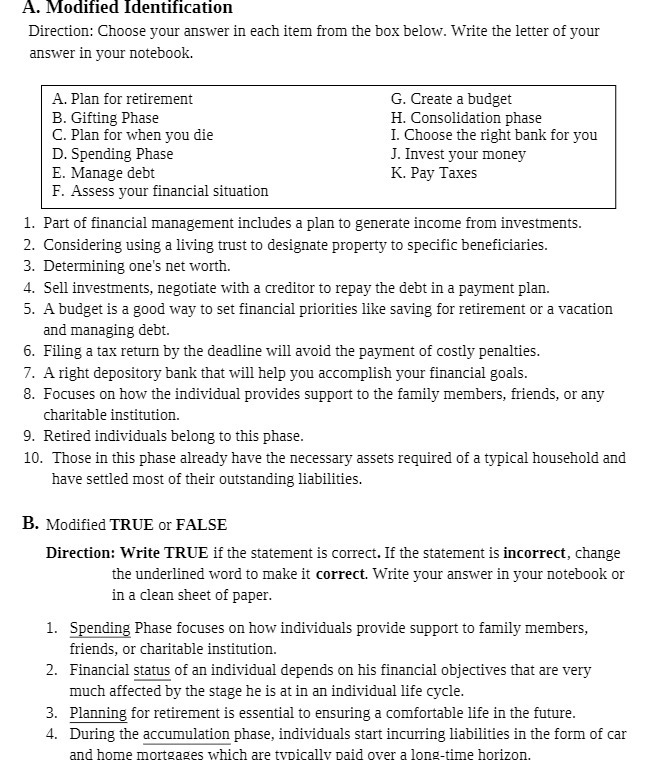 A. Modified Identification Direction: Choose your