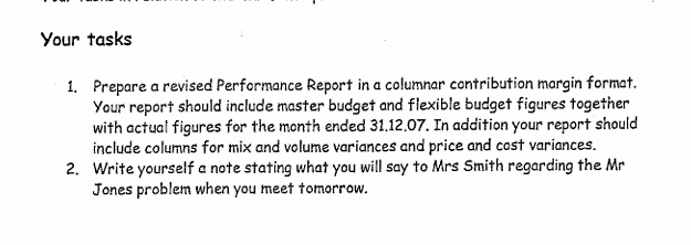 Your tasks 1. Prepare a revised Performance