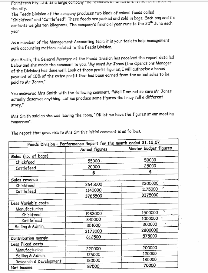 Your tasks 1. Prepare a revised Performance