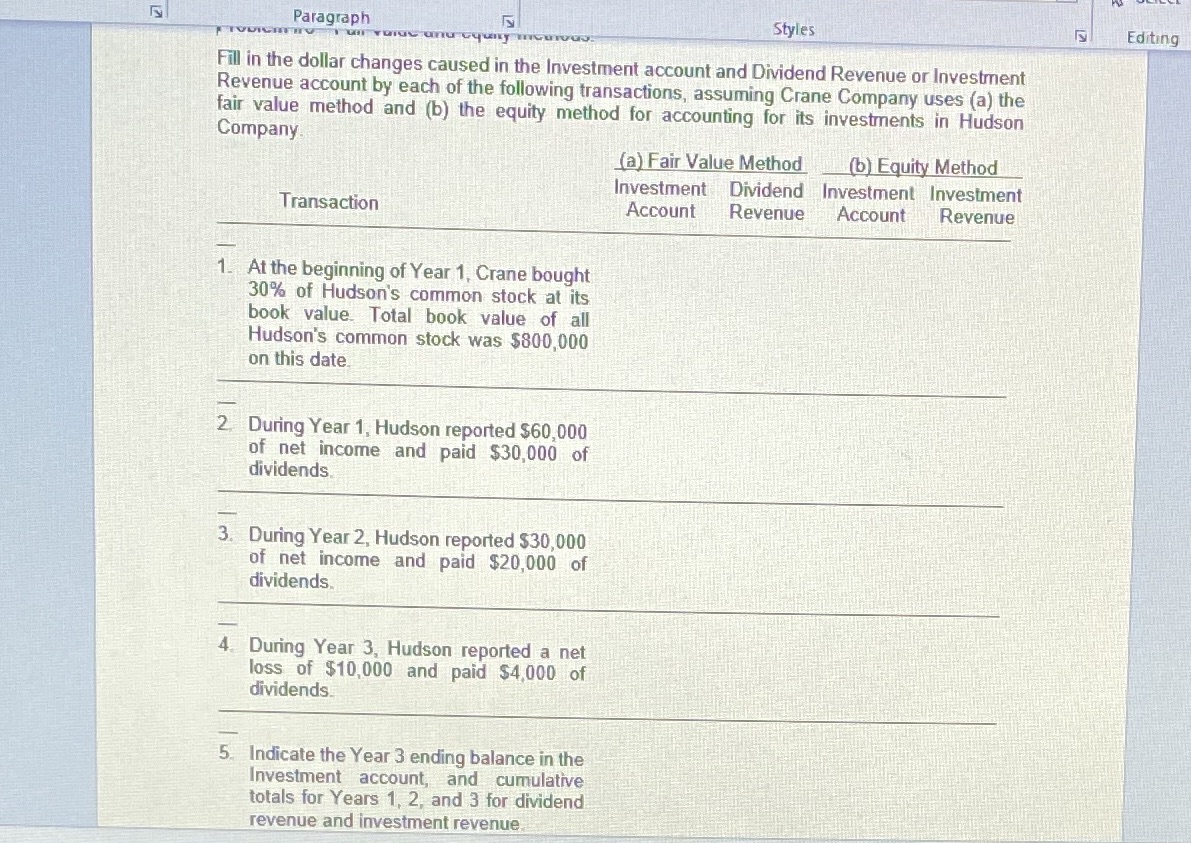 Paragraph Styles Editing Fill in the dollar