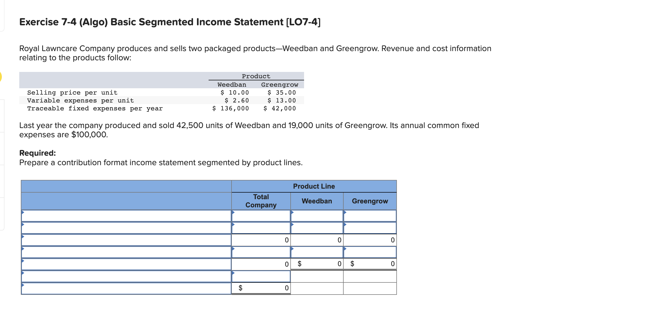 Exercise 7-4 (Algo) Basic Segmented Income
